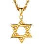 U7 Men Women Star of David Necklace, Stainless Steel 18K Real Gold Plated Jewish Israel Jewelry Pendant with Chain, 22-26 Inch, Customizable