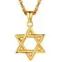 U7 Men Women Star of David Necklace, Stainless Steel 18K Real Gold Plated Jewish Israel Jewelry Pendant with Chain, 22-26 Inch, Customizable