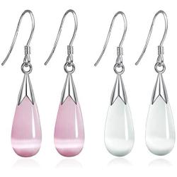 Teardrop Earrings Cats Eye Stone Silver earrings Korean Edition Kpop Earrings Jewelry for Women