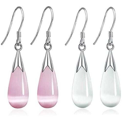 Teardrop Earrings Cats Eye Stone Silver earrings Korean Edition Kpop Earrings Jewelry for Women