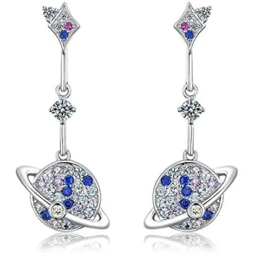 WDM Women Blue Threaded Earrings Sterling Silver Earrings Dangle Long Girls Earrings Hypoallergenic for Sensitive Ears CZ Diamond Dangling Drop Earrings (Double moon earrings-silver) WDM Women Blue Threaded Earrings Sterling Silver Earrings Dangle Long Girls Earrings Hypoallergenic for Sensitive Ears CZ Diamond Dangling Drop Earrings (Double moon earrings-silver)