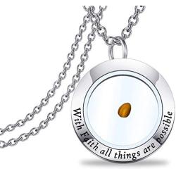 ENSIANTH Faith Jewelry with Faith All Things are Possible Mustard Seed Pendant Mustard Seed Necklace for Women Girls