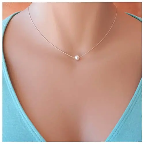 TseanYi Tiny Pearl Pendant Necklace Silver Floating Pearl Chain Necklace Choker Minimal Boho Collarbone Necklace Jewelry for Women and Girls (Silver) TseanYi Tiny Pearl Pendant Necklace Silver Floating Pearl Chain Necklace Choker Minimal Boho Collarbone Necklace Jewelry for Women and Girls (Silver)