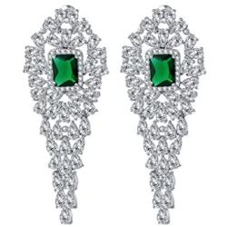 SELOVO Vintage Style Cubic Zirconia Crystal Blue/Green Big Dangle Earrings