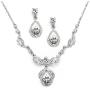 Mariell Silver Vintage Crystal Necklace and Earrings Jewelry Set for Prom, Bridal and Bridesmaids