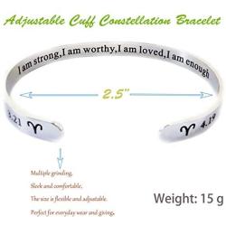RENYILIN Creative Cuff Bracelet, Zodiac Bracelet, Inspirational Stainless Steel Bracelet for Men and Women