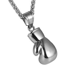 HZMAN Men Women Punk Stainless Steel Boxing Glove Chain Pendant Necklace