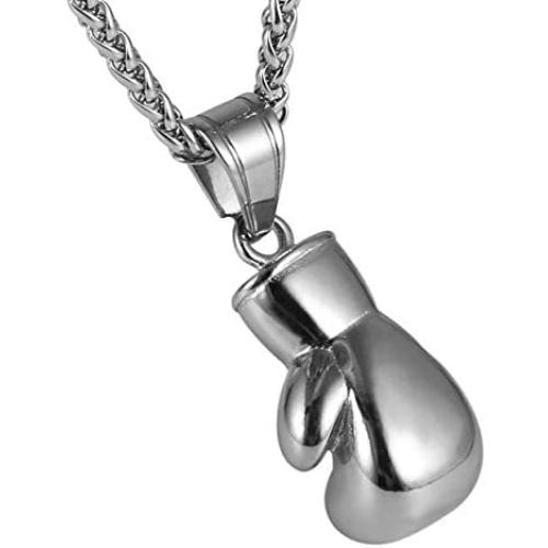 HZMAN Men Women Punk Stainless Steel Boxing Glove Chain Pendant Necklace
