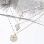 Relbcy Boho Crystal Layered Necklace Gold African Map Necklaces Evil Eye Necklace Jewelry Accessories for Women and Girls (Gold3)