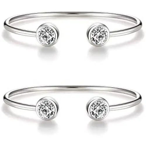 IS ISAACSONG “You and Me” Inspirational Open Cuff Bangle Bracelets Set – Cubic Zirconia Charm Adjustable Stackable Bangles for Best Friends, Sisters, Mother and Daughter IS ISAACSONG “You and Me” Inspirational Open Cuff Bangle Bracelets Set – Cubic Zirconia Charm Adjustable Stackable Bangles for Best Friends, Sisters, Mother and Daughter