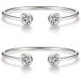 IS ISAACSONG “You and Me” Inspirational Open Cuff Bangle Bracelets Set – Cubic Zirconia Charm Adjustable Stackable Bangles for Best Friends, Sisters, Mother and Daughter