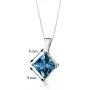14 Karat White Gold Princess Cut 3.00 Carats London Blue Topaz Pendant