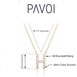 PAVOI 14K Yellow Gold Plated Cubic Zirconia Initial Necklace | Letter Necklaces for Women