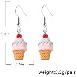 Cute Colorful Ice Cream Drop Earrings for Women Girls Little Pearl Ice Cream Dangle Earrings Creative Mini Dessert Jewelry