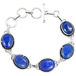 Lapis Bracelet 925 Silver Overlay Handmade Vintage Style Jewelry for Women Mom Wife