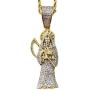 Shop-iGold Iced Santa Muerte Men Women 925 Italy Gold Finish Iced Silver Charm Ice Out Pendant Stainless Steel Real 3 mm Rope Chain, Mans Jewelry, Iced Pendant, Rope Necklace 16''- 24''