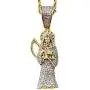 Shop-iGold Iced Santa Muerte Men Women 925 Italy Gold Finish Iced Silver Charm Ice Out Pendant Stainless Steel Real 3 mm Rope Chain, Mans Jewelry, Iced Pendant, Rope Necklace 16''- 24''