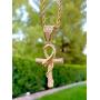 Shop-iGold Men Women 14k Gold Pl Ankh Cross Diamond Ankh Cross Egyptian Ice Out Pendant Charm Pendant, Stainless Steel Real 2.5 mm Rope Chain, Mans Jewelry, Iced Pendant, Ankh Necklace