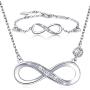 925 Sterling Silver Necklace Bracelet One Sets – Billie Bijoux “Forever Love” Infinity Heart Love Jewelry Sets White Gold Plated Diamond Women Necklace Gift for Women Girls Valentines Day Mothers Day