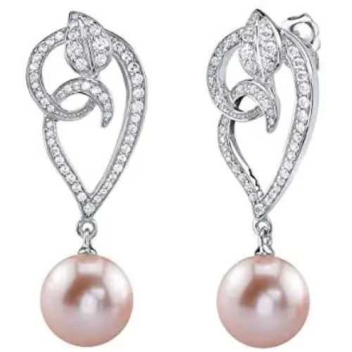 THE PEARL SOURCE Genuine Pink Freshwater Cultured Pearl & Cubic Zirconia Violet Earrings for Women THE PEARL SOURCE Genuine Pink Freshwater Cultured Pearl & Cubic Zirconia Violet Earrings for Women
