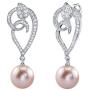 THE PEARL SOURCE Genuine Pink Freshwater Cultured Pearl & Cubic Zirconia Violet Earrings for Women