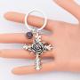 SEIRAA Rose Cross Keychain with 12 Birthstones Jewelry Memorial Gifts Baptism First Communion Key Ring