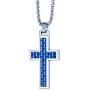 URBAN JEWELRY Polished Solid Tungsten Cross Pendant - Surgical Stainless Steel 22 inch Necklace Chain - Carbon Fiber, and Amethyst Shell Material - 6 Designs and Colors to Choose