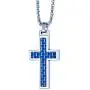 URBAN JEWELRY Polished Solid Tungsten Cross Pendant - Surgical Stainless Steel 22 inch Necklace Chain - Carbon Fiber, and Amethyst Shell Material - 6 Designs and Colors to Choose