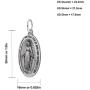 US Jewels 925 Sterling Silver 1in Oval Miraculous Virgin Mary Antique Finish Pendant Necklace, 18in thru 24in
