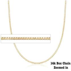 CLAUDIA BY DESIGN 14K Solid Yellow Gold Box Chain Necklace, 0.5 MM 14K Italian Gold Chain for Men and Women, 14k Gold Chain, 14k Solid Gold Diamond Cut Box Chain Necklace, Fancy Gift Box Included