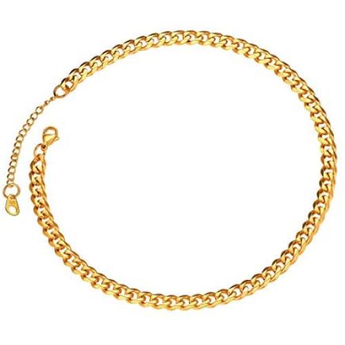 U7 Women Customized Choker Stainless Steel Jewelry 16 Inch Dainty Neck Chain with Personalized DIY Iced Out Letter Statement Name Necklace, Pick 2-10 Alphabet Initials