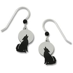 Wolf Howling Against a Gray Moon Earrings Made in the USA by Sienna Sky 1457