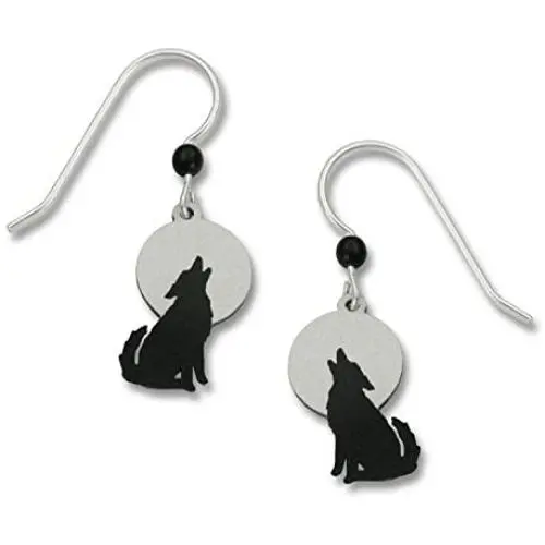 Wolf Howling Against a Gray Moon Earrings Made in the USA by Sienna Sky 1457 Wolf Howling Against a Gray Moon Earrings Made in the USA by Sienna Sky 1457