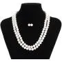 LEILE 8mm 18inch White Double row Faux Pearls Necklace Earring Jewelry Set for Women Girls LEILE 8mm 18inch White Double row Faux Pearls Necklace Earring Jewelry Set for Women Girls