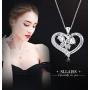 Sllaiss 925 Sterling Silver “Love You Forever” Heart Crystal Necklace for Women Engraved Love Butterfly Pendant Fine Necklace, Crystals from Swarovski