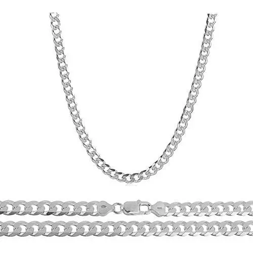 Orostar Sterling Silver 925 Unisex Italian 5mm Curb Chain, Sizes 7-30 Inches Orostar Sterling Silver 925 Unisex Italian 5mm Curb Chain, Sizes 7-30 Inches
