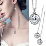 Besilver Christmas Birthstone Jewelry Gift Women Girl 925 Sterling Silver Birthstone Solitaire Necklace Earrings Set Elegant Birthday Jewelry Gift