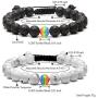 Jovivi Men Women Natural Stone Beaded Bracelet Rainbow LGBT Relationship Couples Bracelets Hematite Tiger Eye Lava Rock Yoga Beads Adjustable Braided Rope