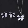 UJIMS Husky Jewelry Funny Husky Pendant Necklace Earrings Set Husky Mom Jewelry for Pet Owners Dog Gift for Husky Lover