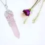 Shop LC Delivering Joy Obsidian Howlite Healing Flower Wrapped Pendant Stainless Steel Chain Necklace for Women Fashion Jewelry Size 24''