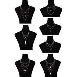 ORAZIO Layered Necklace for Women Star Ball Horn Infinity Leaf Bead Feather Shell Circle Bar Coin Pendant Necklace Chain Jewelry