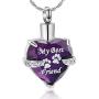 constantlife Cremation Jewelry for Ashes, My Best Friend Heart Shape Memorial Urn Necklace Stainless Steel Crystal Pendant Ashes Holder Keepsake