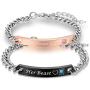 Uloveido His Queen and Her King Black Titanium Necklaces & Bracelet Matching Couple Jewelry Sets for Men and Women with Cubic Zirconia ST118