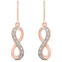 Aurelio Jewelry Diamond Earrings Sterling Silver 1/20 Carat Round-Cut (I-J Color, I2-I3 Clarity) Natural Diamond Infinity Earrings for Women