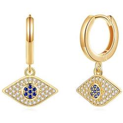 Small Dangle Hoop Earrings 14K Gold Plated Cubic Zirconia Boho Women Girls Huggie Earring Dainty Jewelry Gift