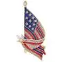 Alilang Golden Tone Clear Crystal Rhinestones Stripes Enamel 4th of July America USA Flag Patriotic Brooch Pin