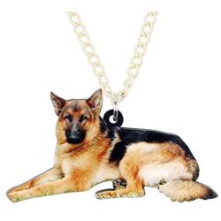 DOWAY Acrylic Handsome German Shepherd Necklace Dog Pendant Fashion Pet Jewelry for Women Girls Party Gifts