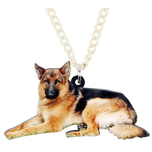 DOWAY Acrylic Handsome German Shepherd Necklace Dog Pendant Fashion Pet Jewelry for Women Girls Party Gifts