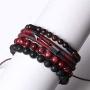 WAINIS Braided Leather Bracelets for Men Women Wrap Tiger Eye Lava Rock Beads Bracelet Woven Ethnic Tribal Rope Wristbands Bracelets Set Adjustable