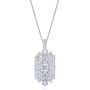BERRICLE Rhodium Plated Sterling Silver Cubic Zirconia CZ Art Deco Milgrain Bridal Bridesmaid Fashion Necklace and Earrings Set